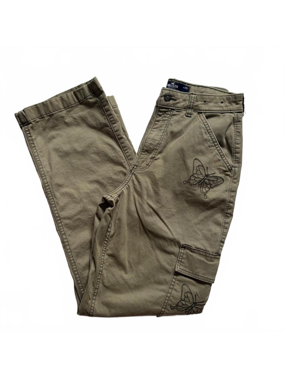 Hollister Butterfly Embroidery Dad Pants Fairy Grunge Utility Y2K Gorpcore Lite
